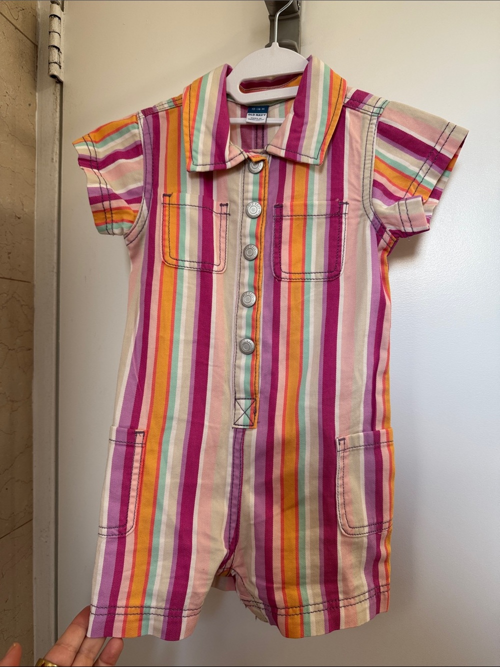 Old Navy Multicolor Striped Short-Sleeve Romper